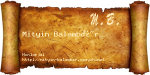 Mityin Balambér névjegykártya